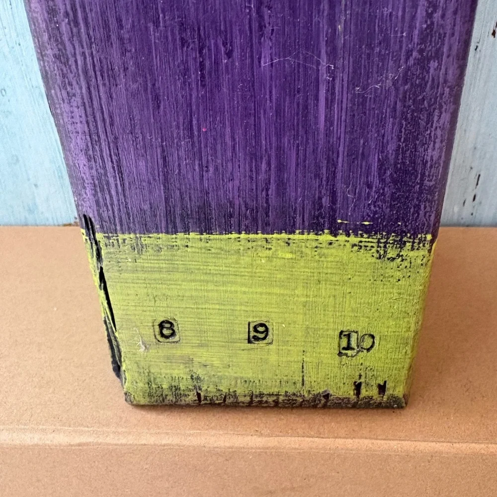 Artisan-Made Purple and Green Wood & Tin Decorative Candle Holder with Saying - Picture 12 of 16